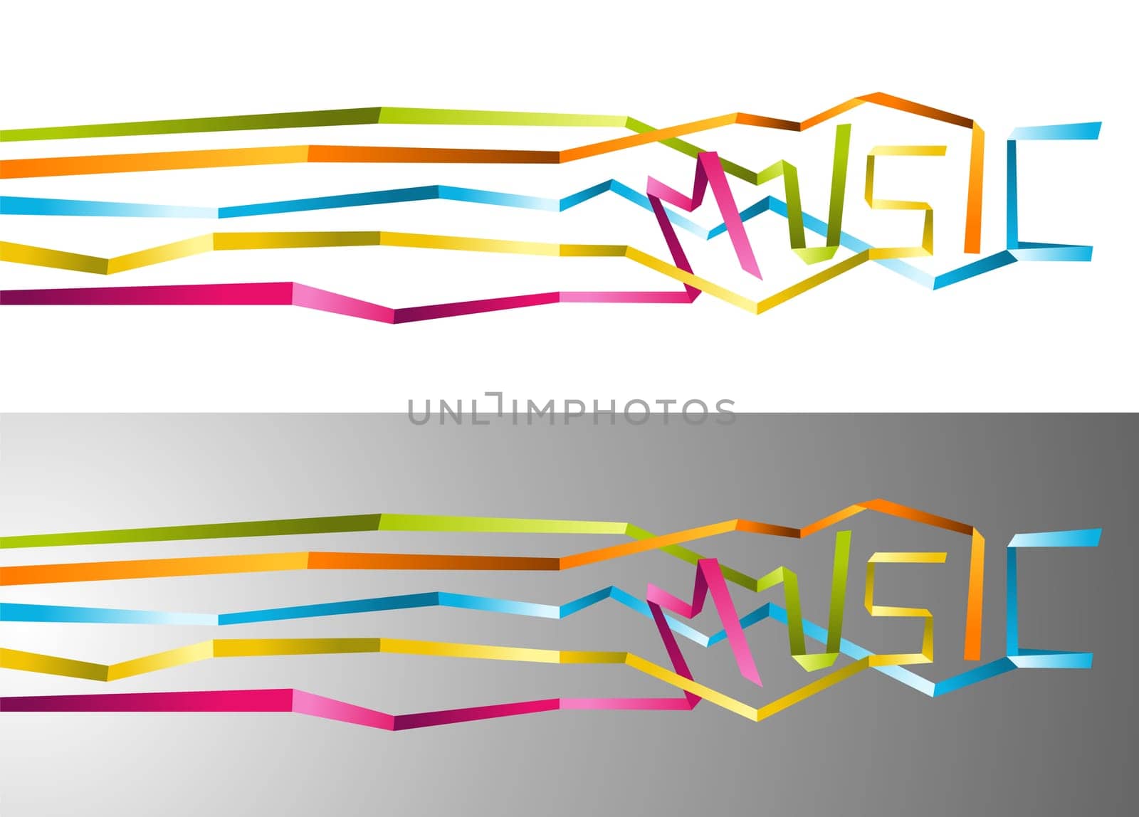 Love for music origami multicolored ribbon illustration. Vector file available.