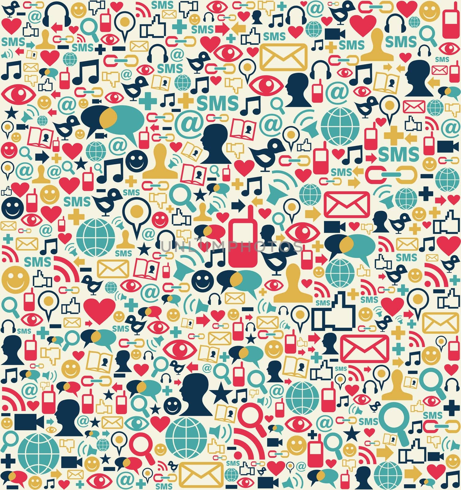 Social media network icon set seamless texture pattern background