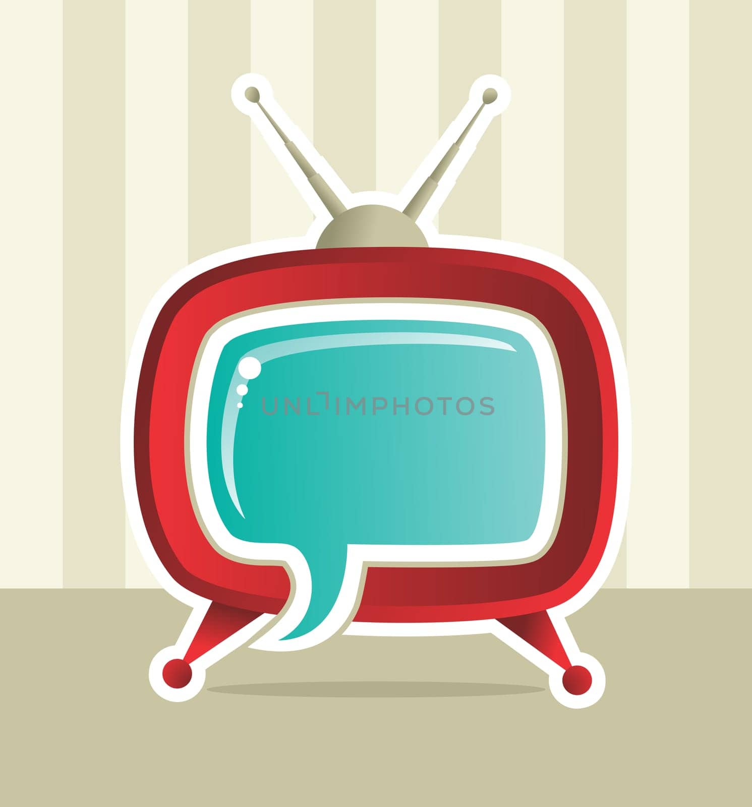 Vintage Social media web tv concept illustration.