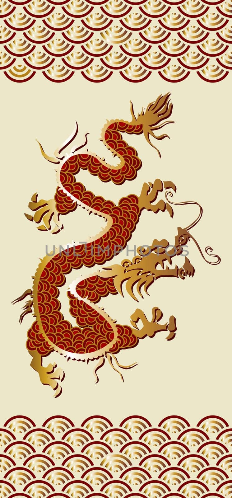 Red Chinese dragon of water 2012 year background.
