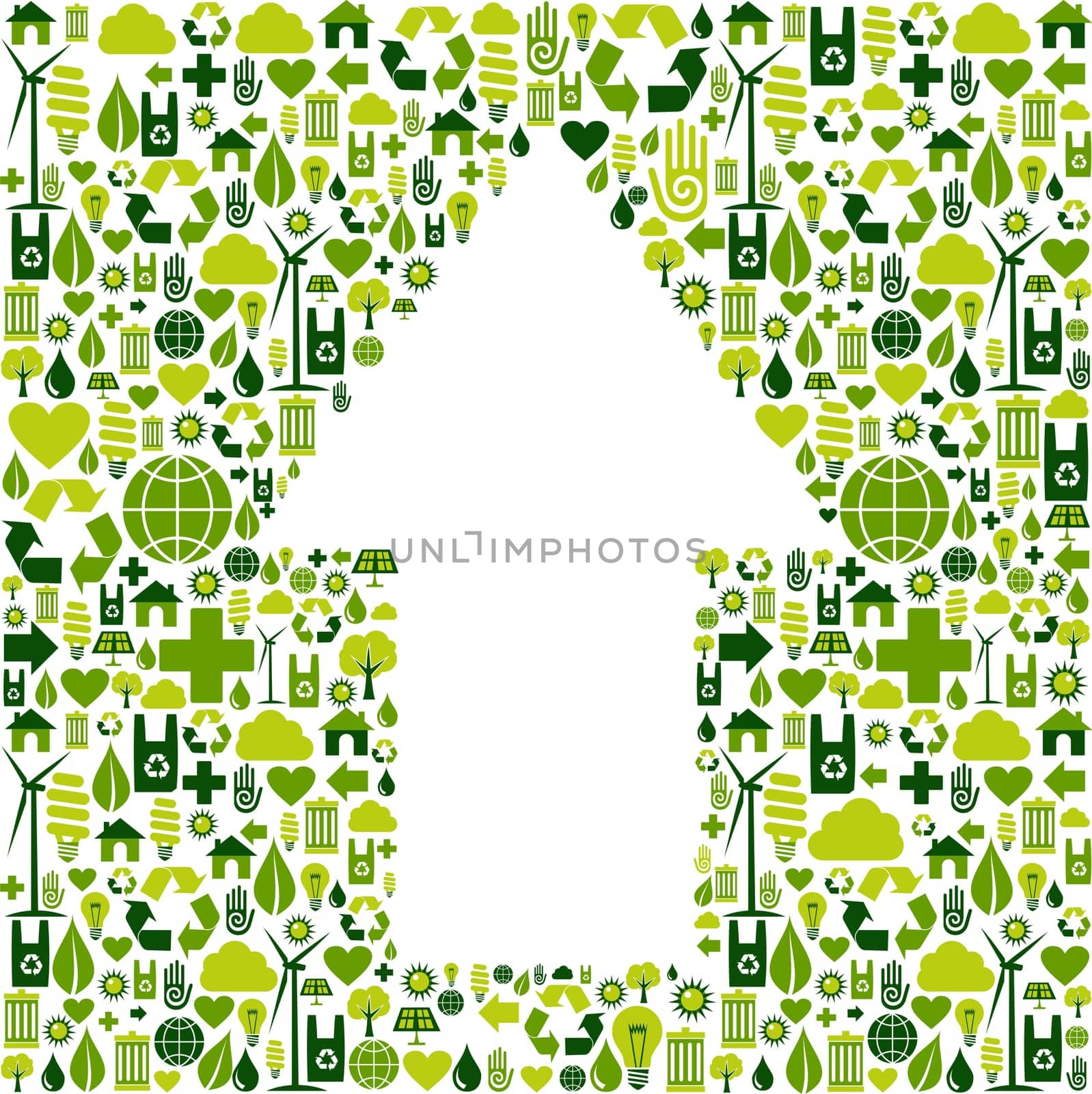 Green icons collection background in up arrow symbol. Vector file available.