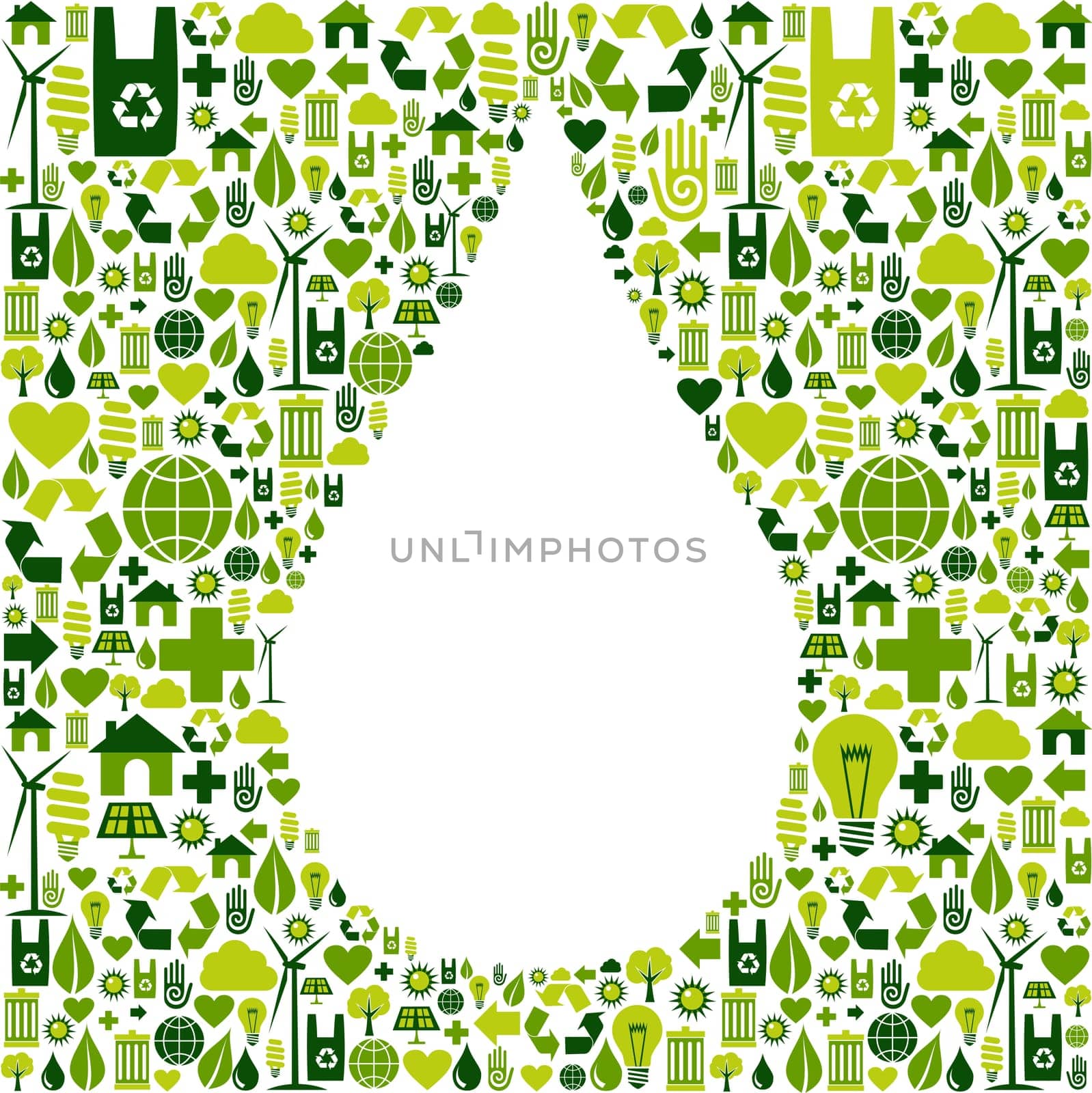 Green icon set in water drop shape background. Vector file available.