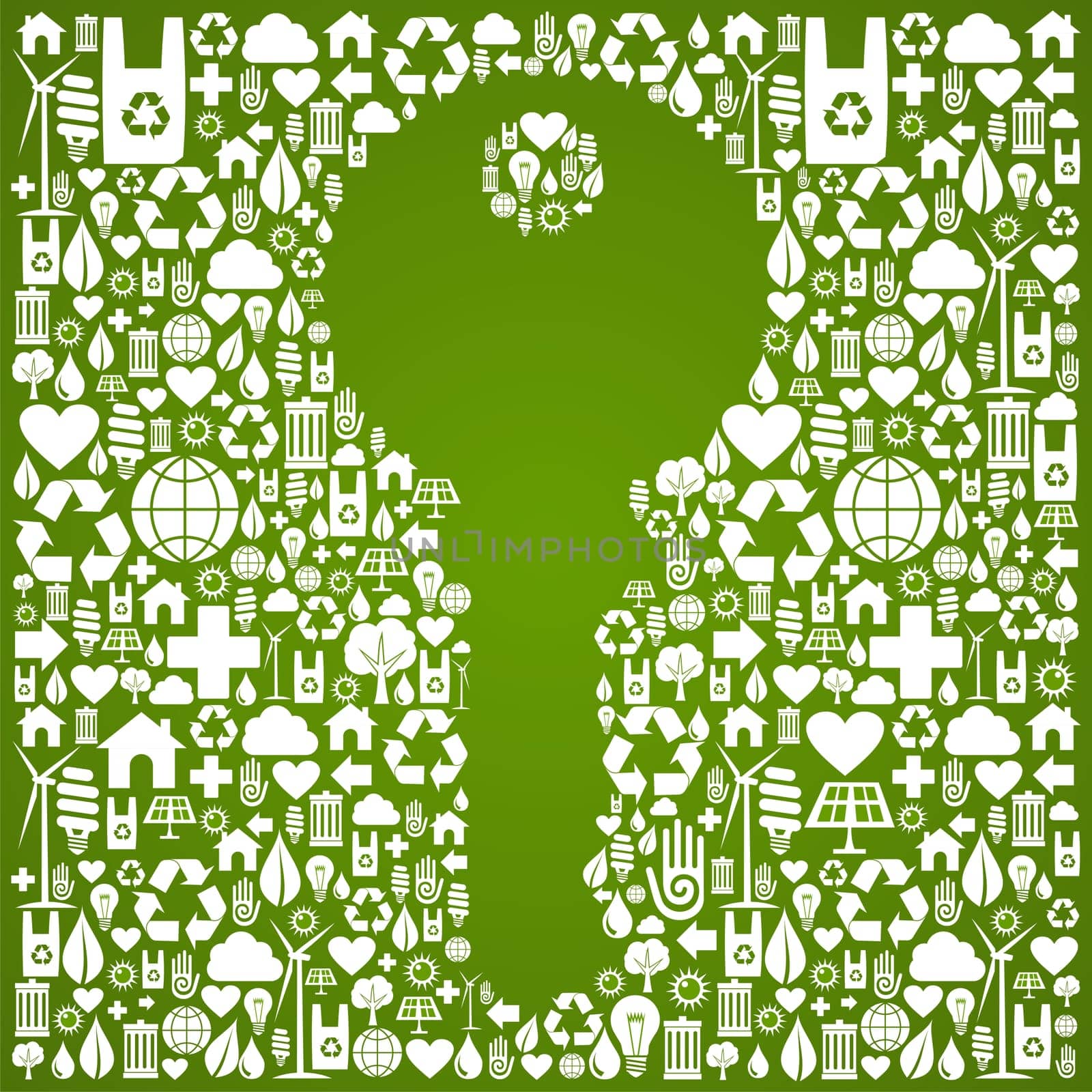 Green icons set in key symbol background. Vector file available.