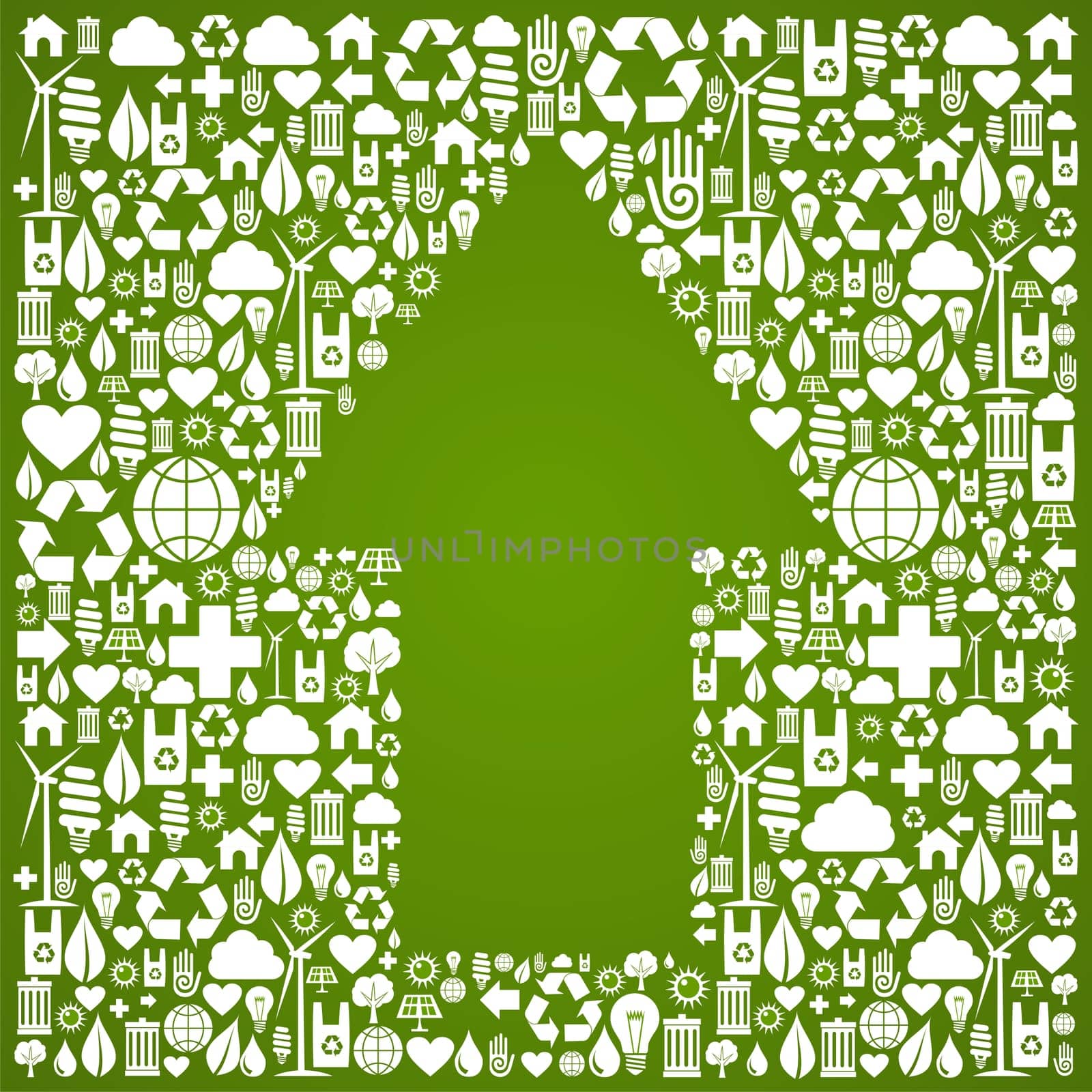 Up arrow shape in green icons set background. Vector file available.