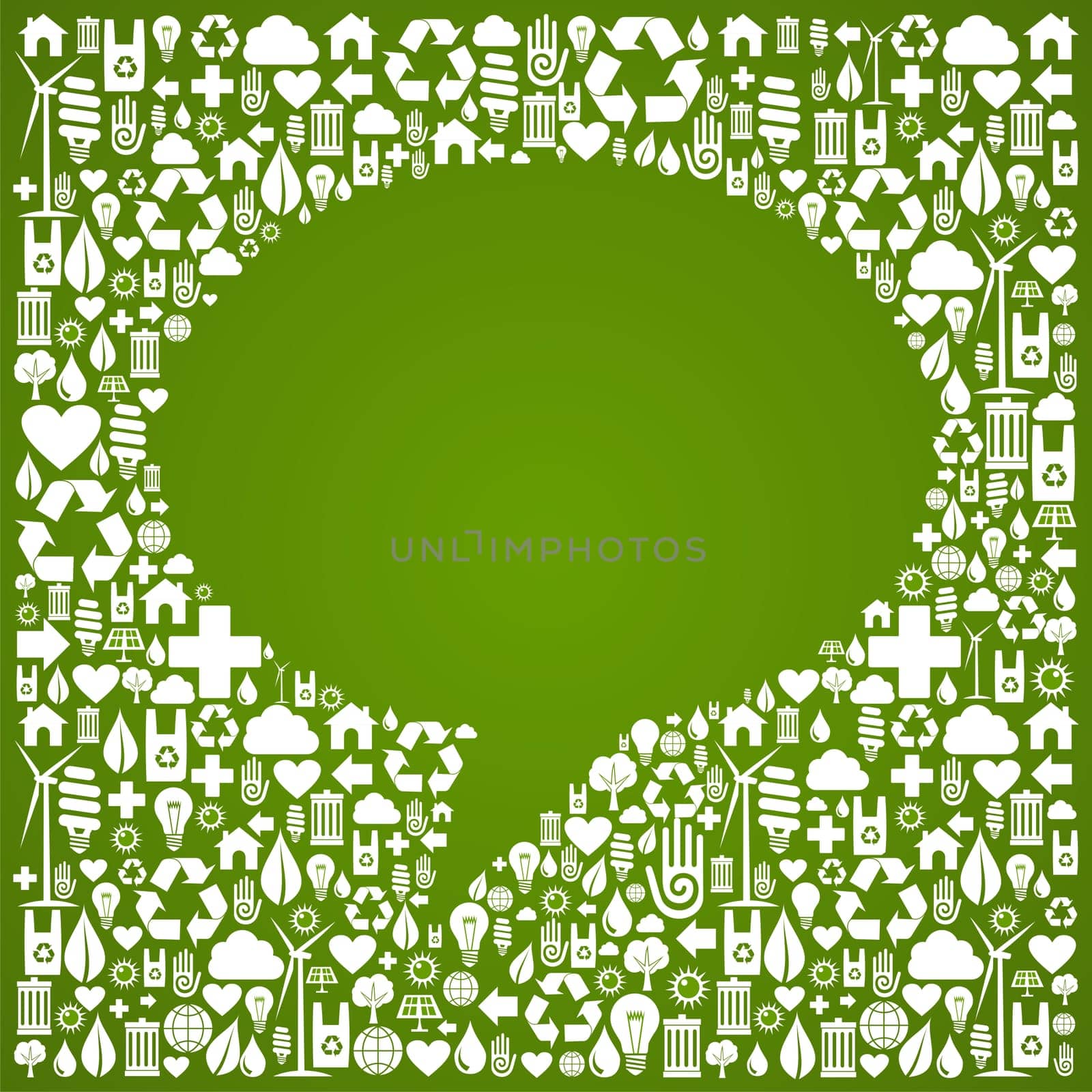 Social media talk bubble over green icon background. Vector file available.