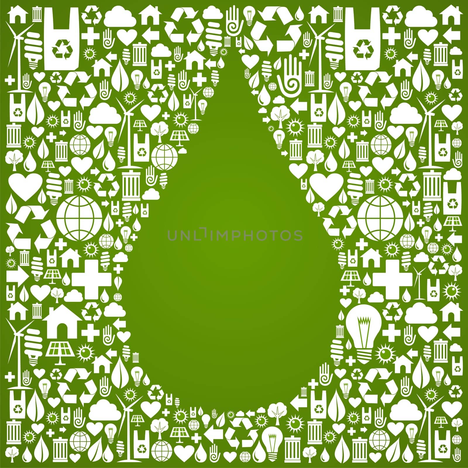 Water drop symbol over green icons set background. Vector file available.