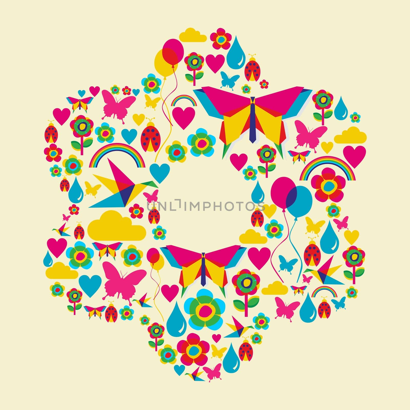 Happy spring time flower composition. Vector file available.