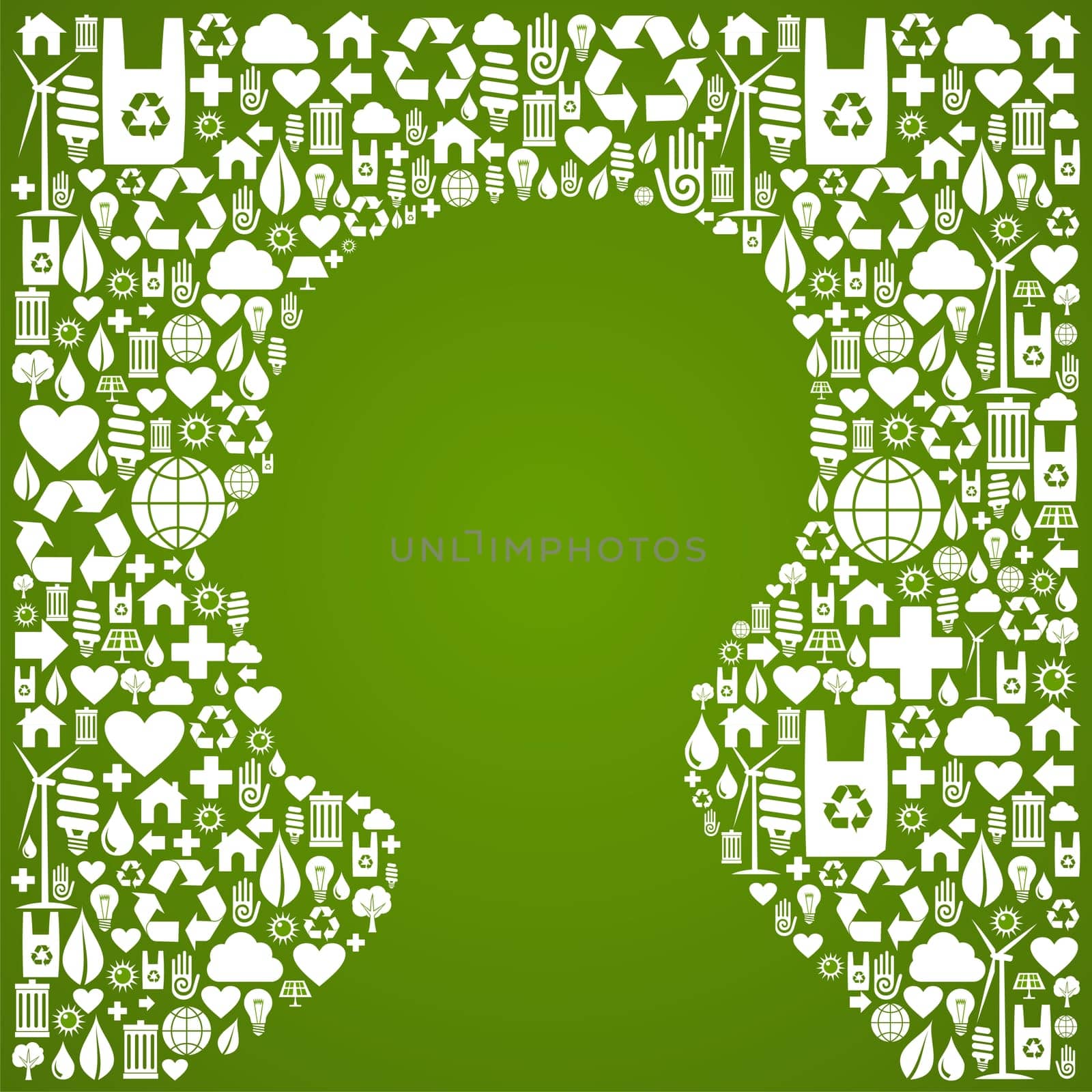Green icons set background in man head symbol. Vector file available.