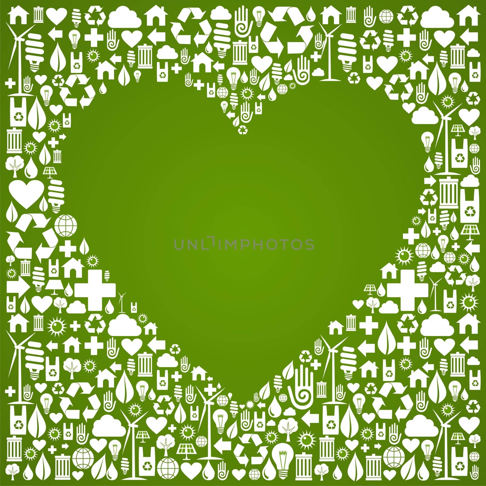 Heart shape in green icons set background. Vector file available.