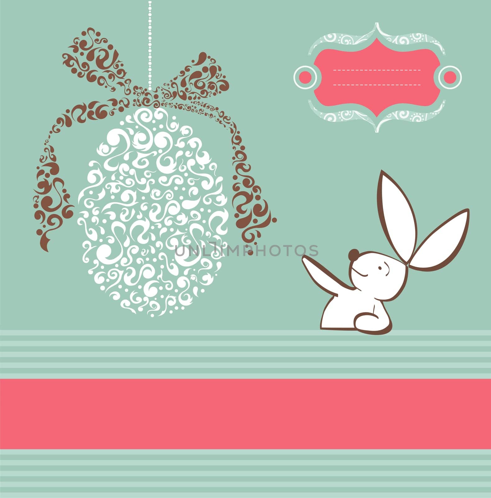 Easter egg in tribal style and rabbit background. Vector file layered for easy manipulation and custom coloring.
