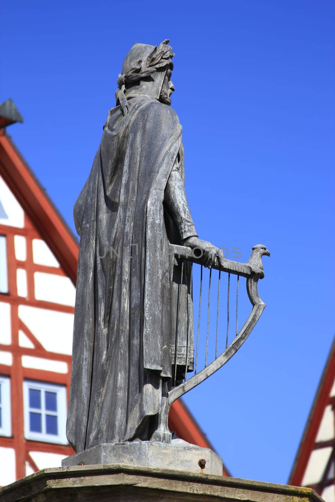 the monument from 1860 to the Parzival poet Wolfram von Eschenbach in his native town of Wolframs-Eschenbach,Bavaria,Germany