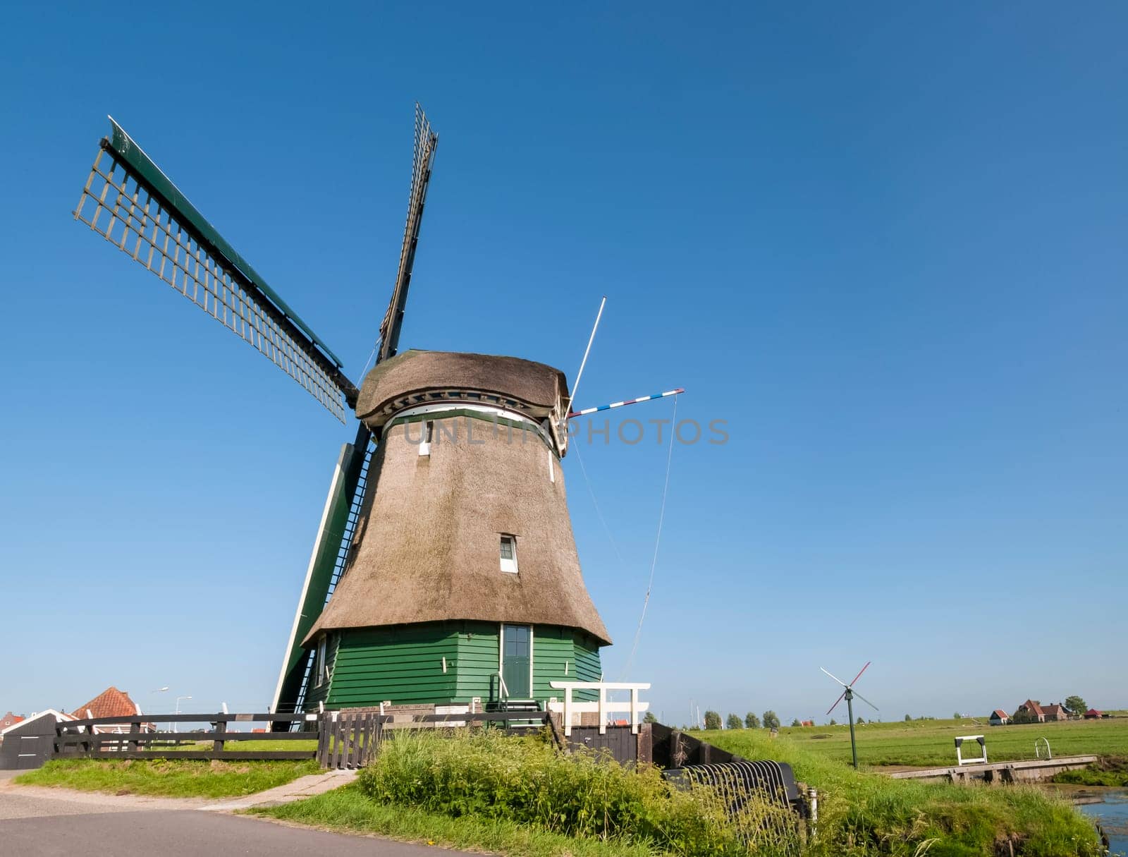 Katwoude windmill in Volendam, Holland, in a bright sunny day