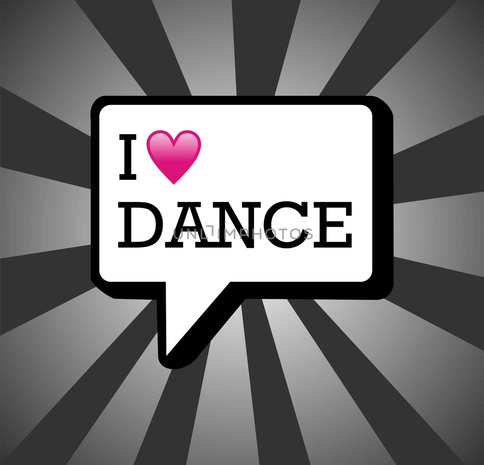 I love dance in communication bubble background illustration. Vector file layered for easy manipulation and custom coloring.