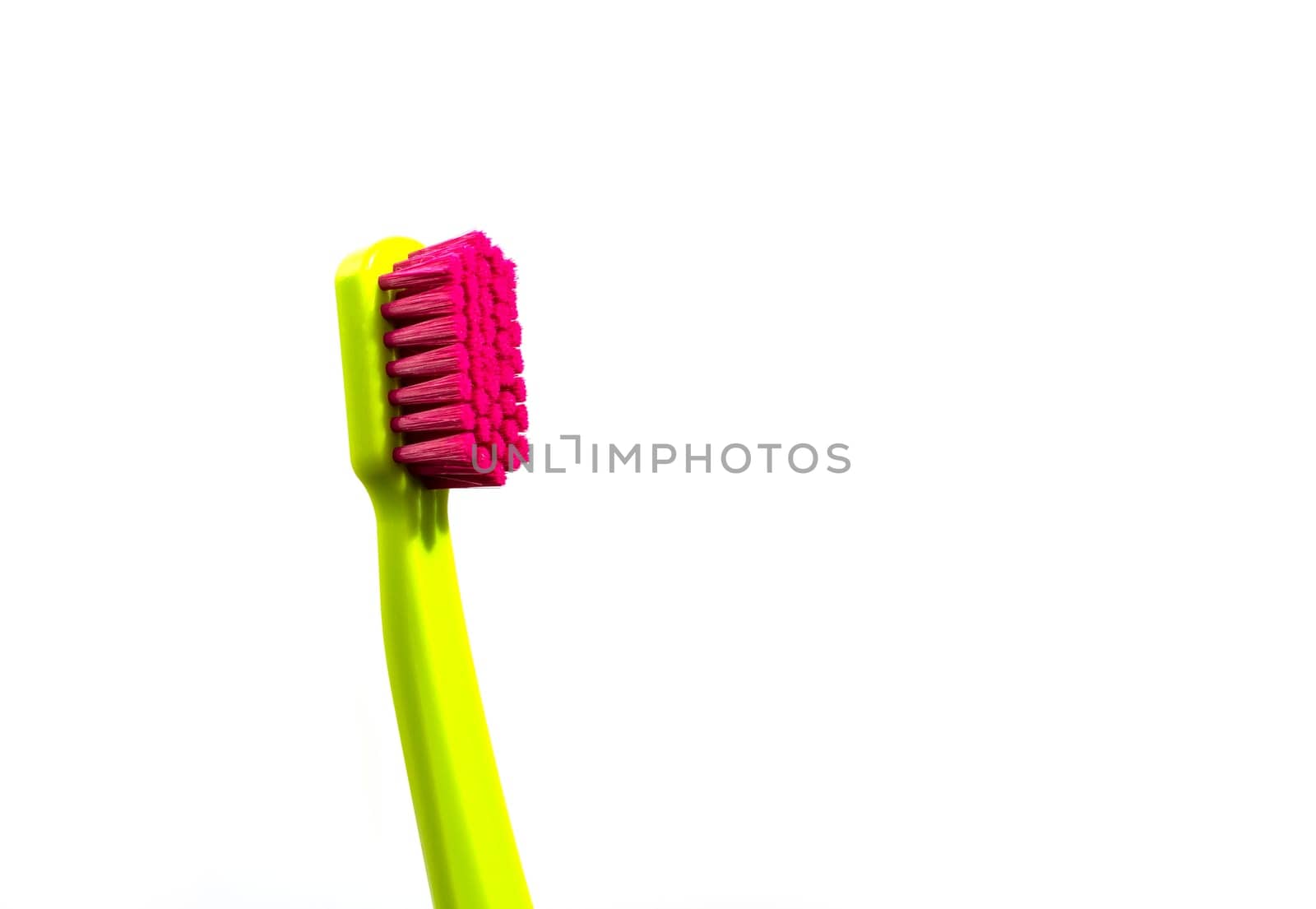 Closeup Isolated Big Tooth Brush on White Background, Copy Space for Text, Horizontal Plane. Dentistry by netatsi