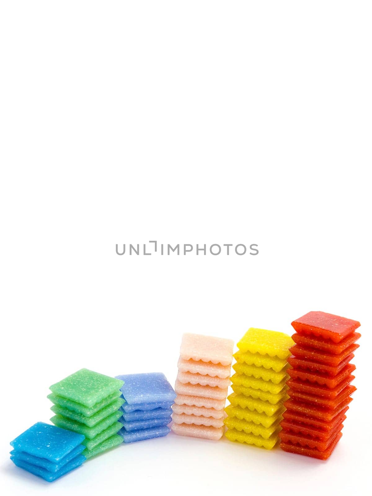A bar graph of success with color mosaic tiles isolated on white background