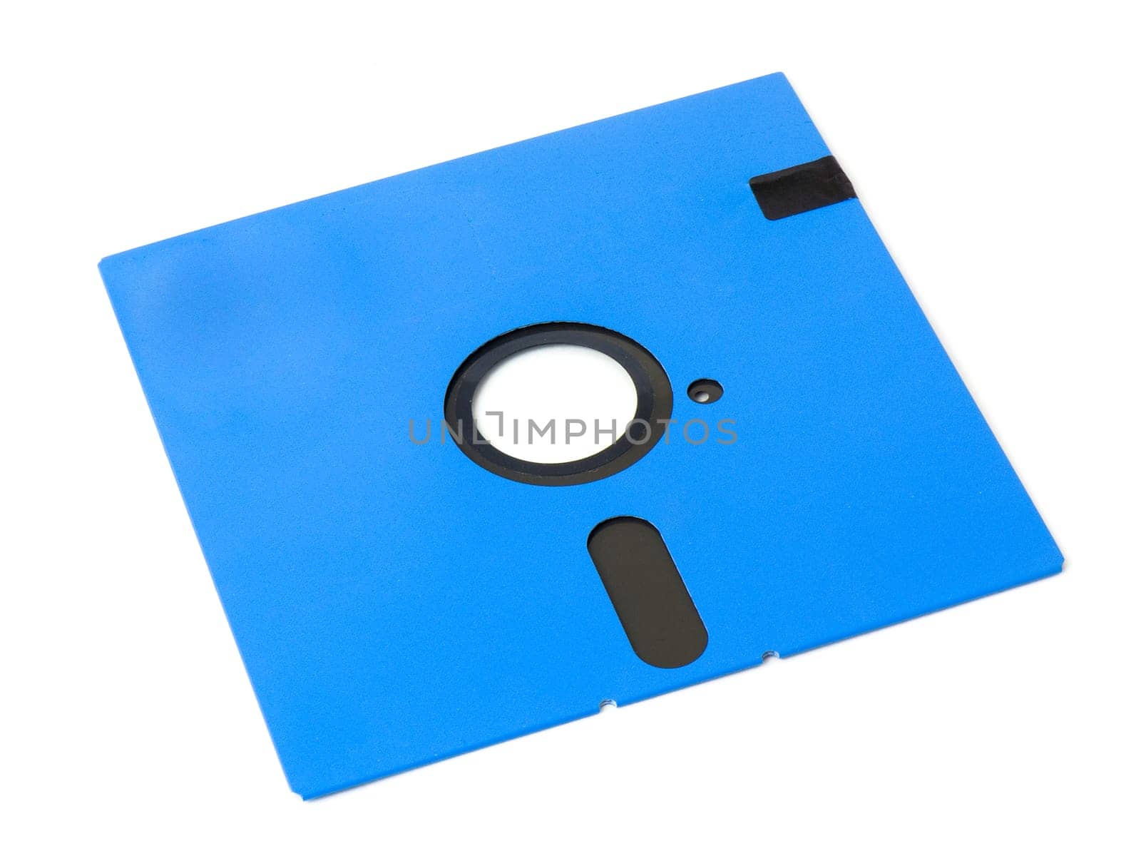 Old blue floppy disks isolated on white background