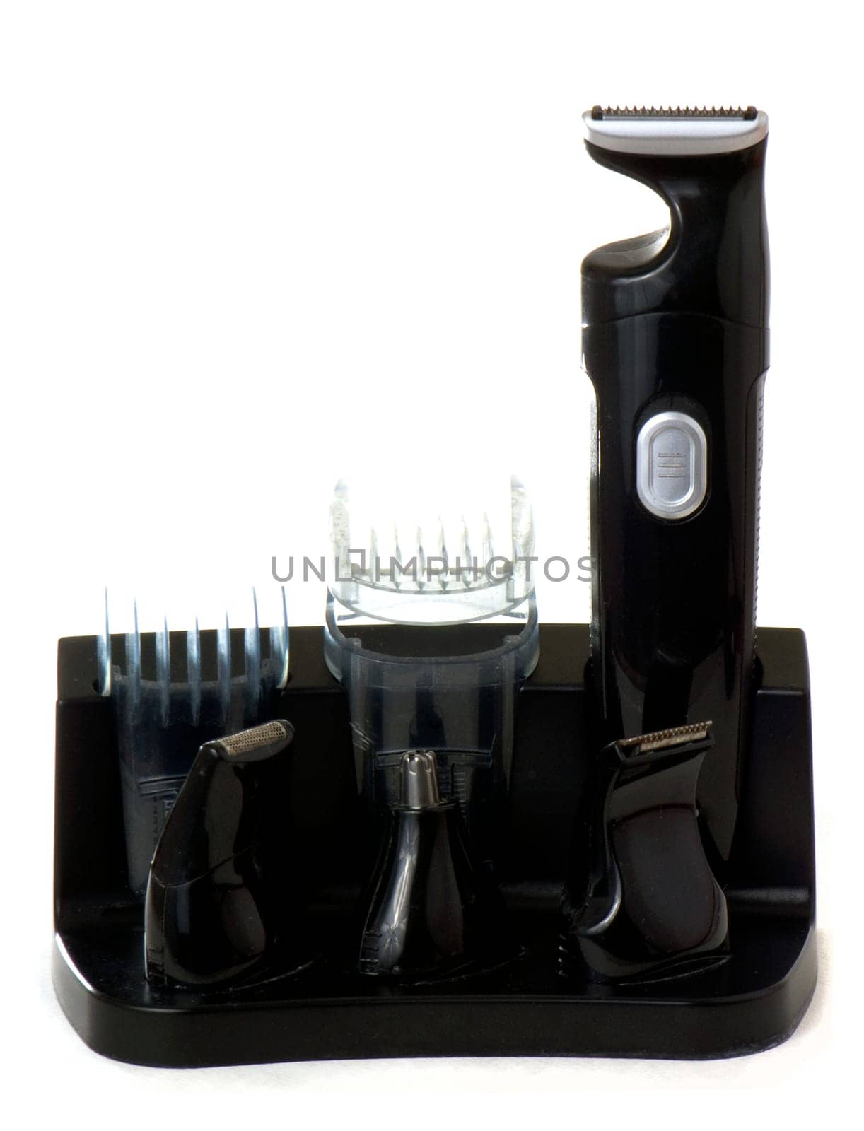 A whole shave set for beard, moustache and hair, isolated on white background