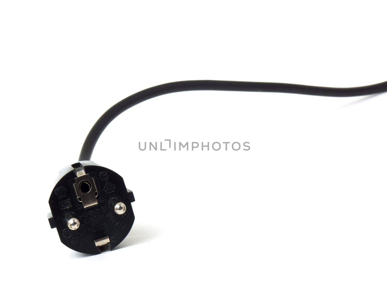 A black european black plug isolated on white background