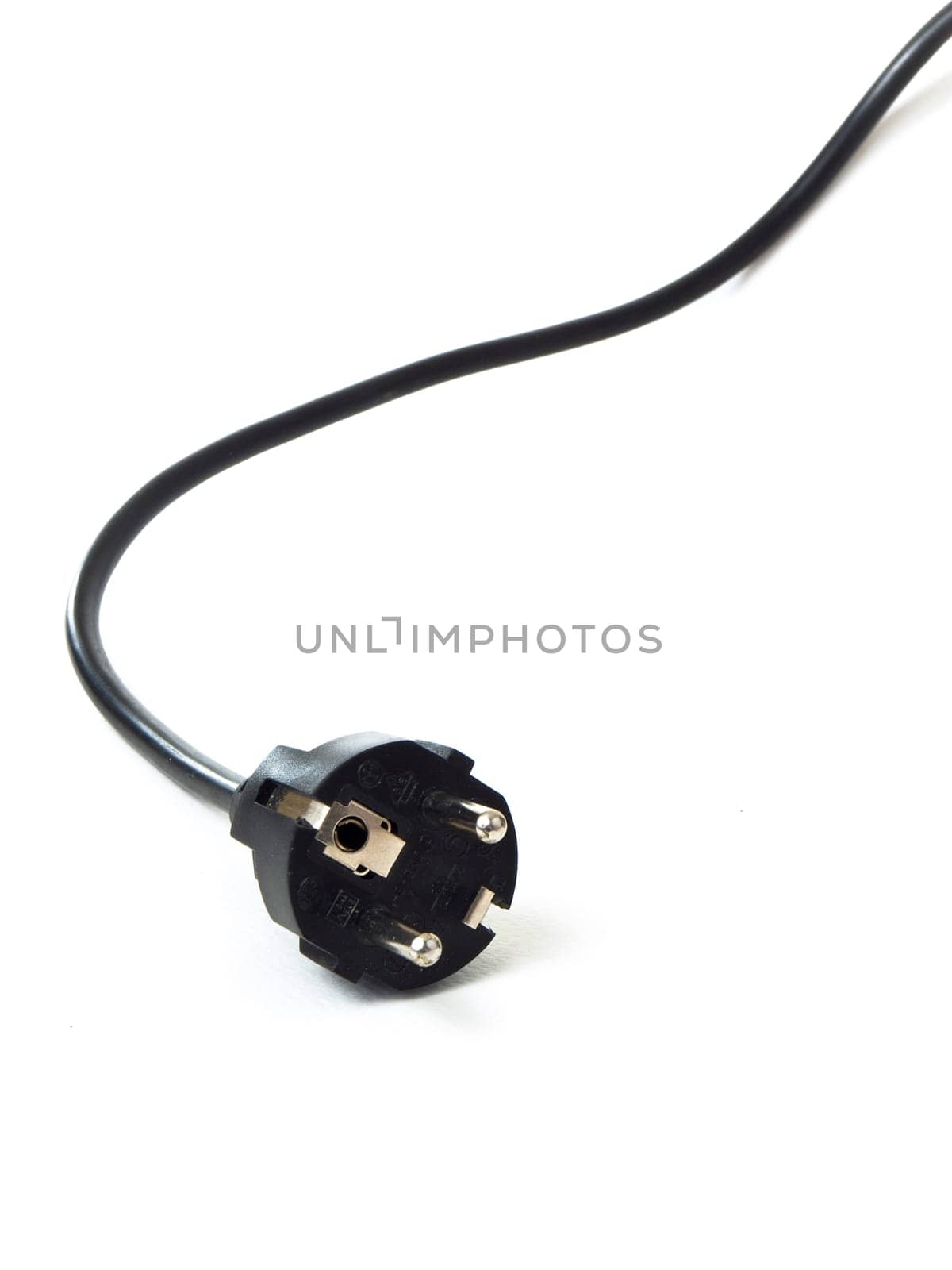 European black power plug isolated on white background