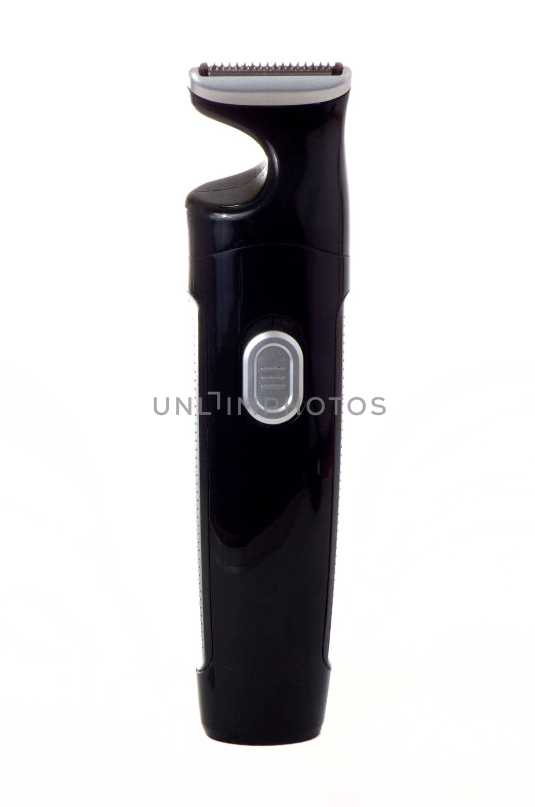 A black shave machine for hair, isolated on white background