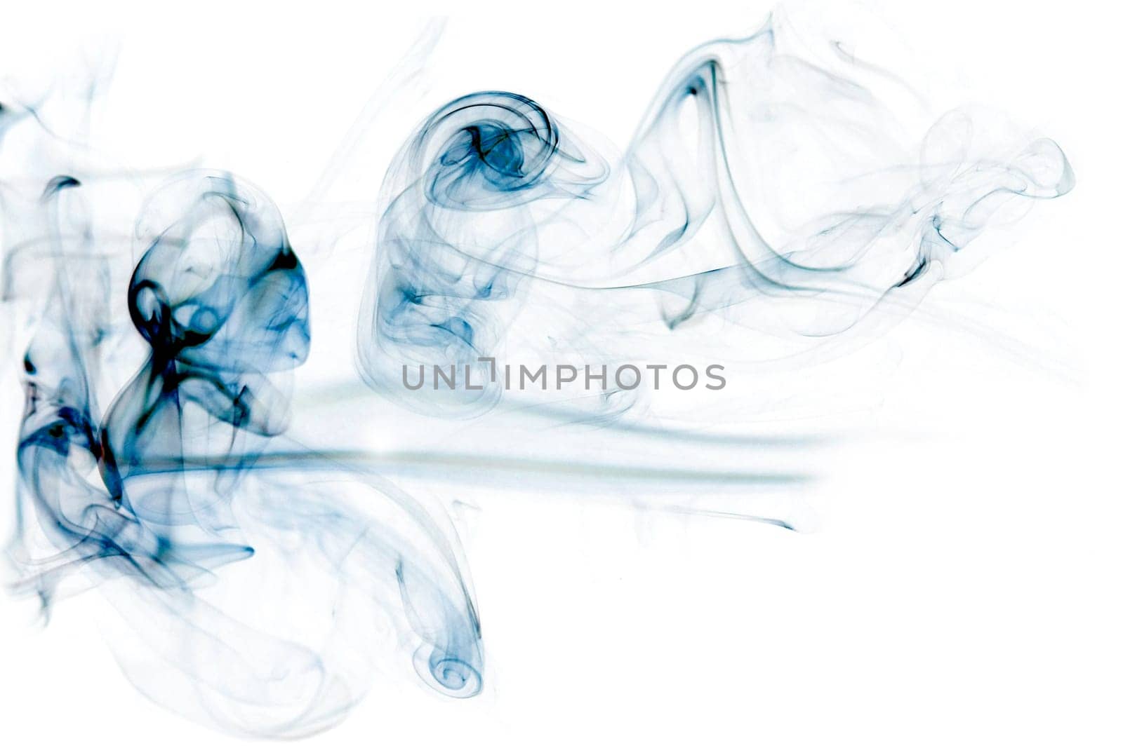 Colorful Blue Smoke isolated on white background