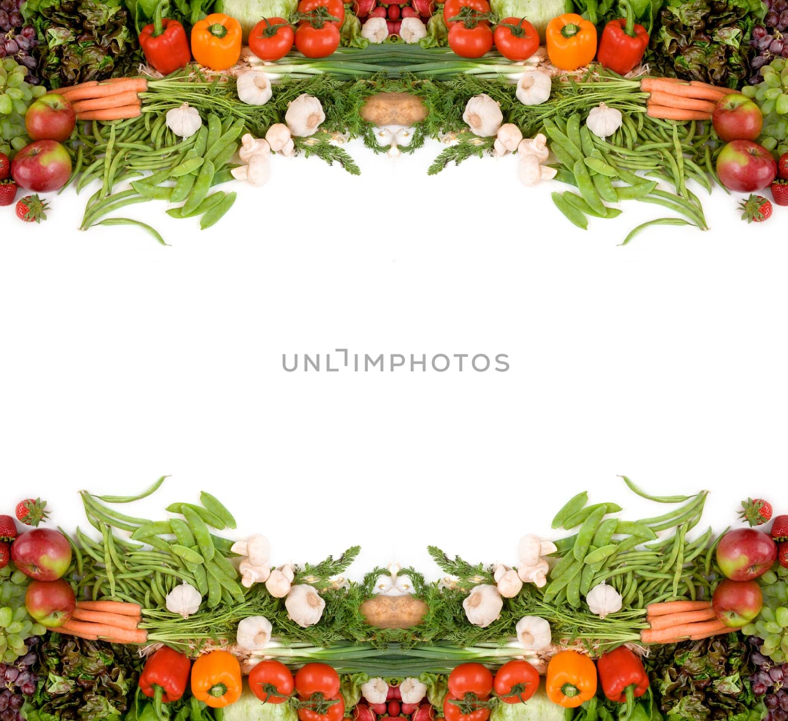 Attractive produce billboard decorated with veggies and some fruits.