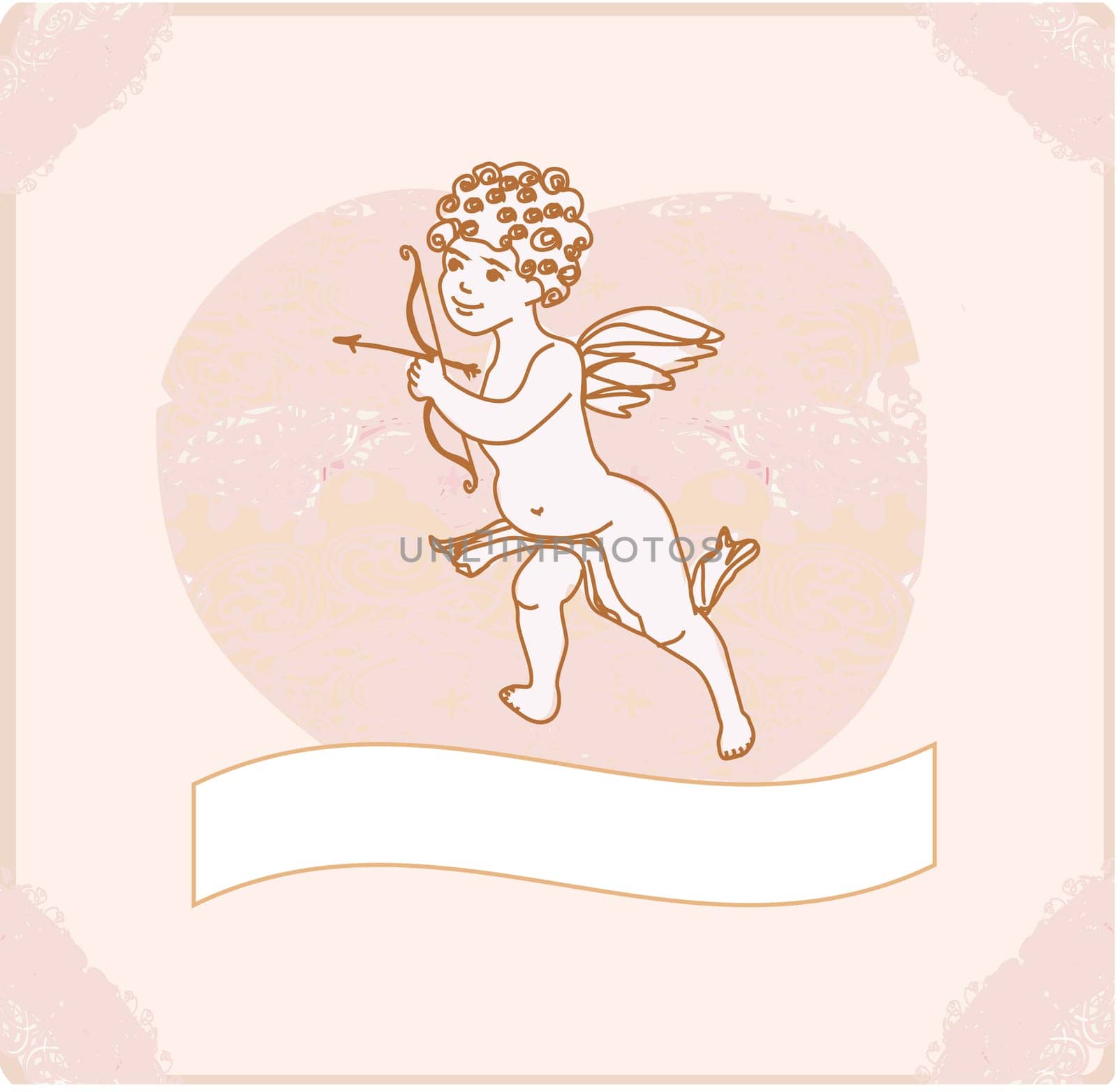 happy valentine's day card with cupid