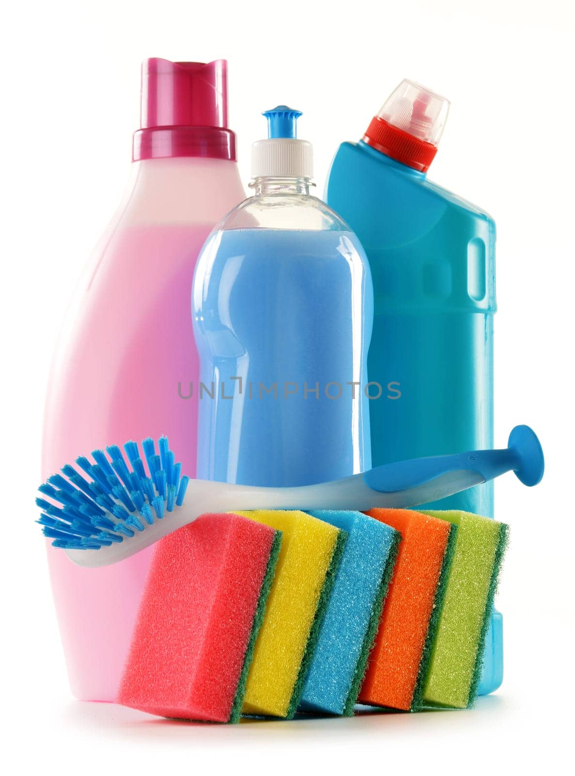 Detergent bottles isolated on white