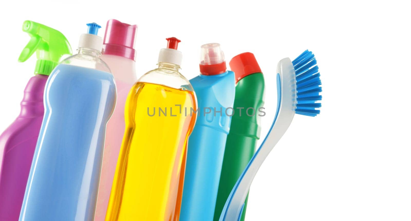 Detergent bottles isolated on white