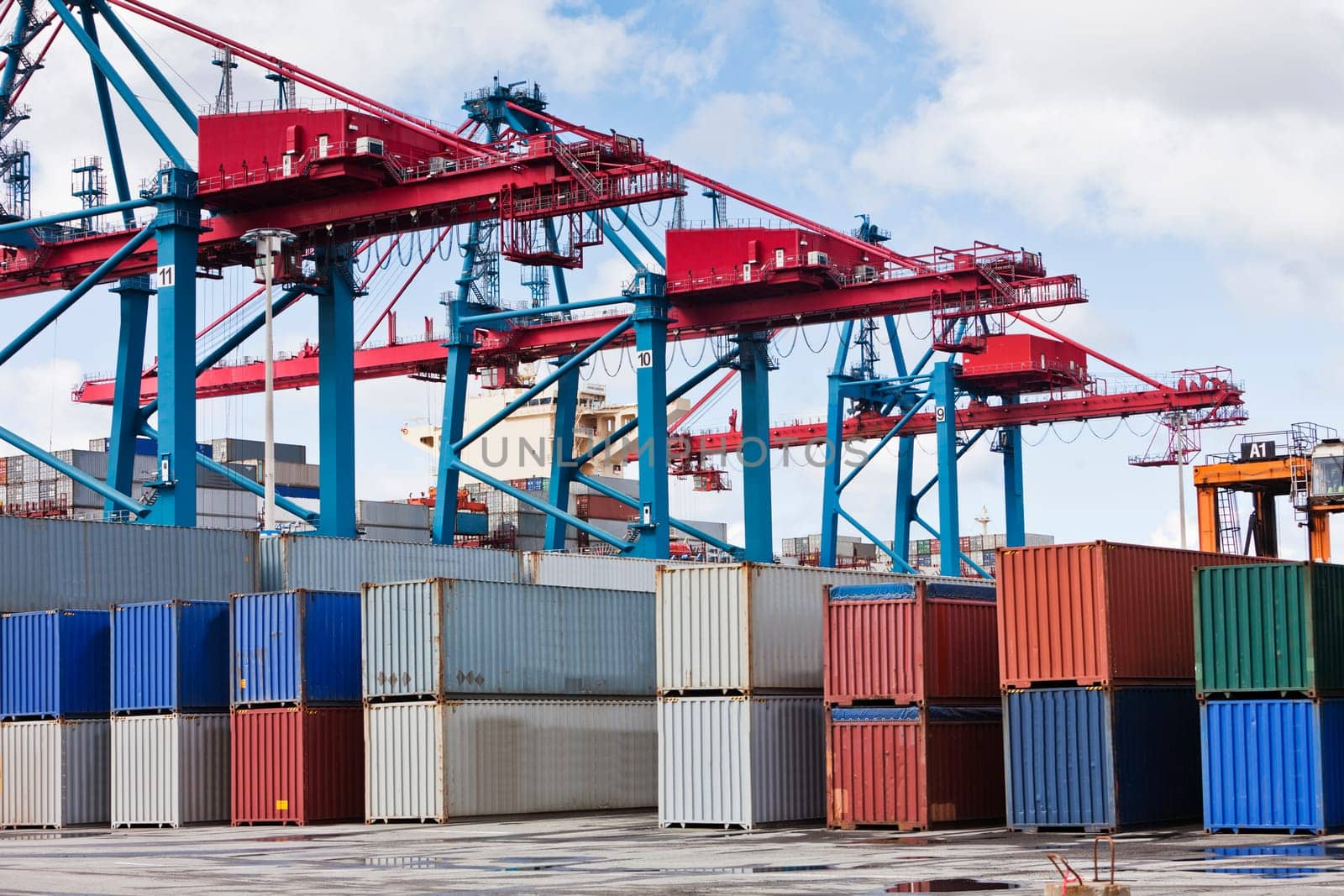 Large group of Cargo Containers at the commercial dock