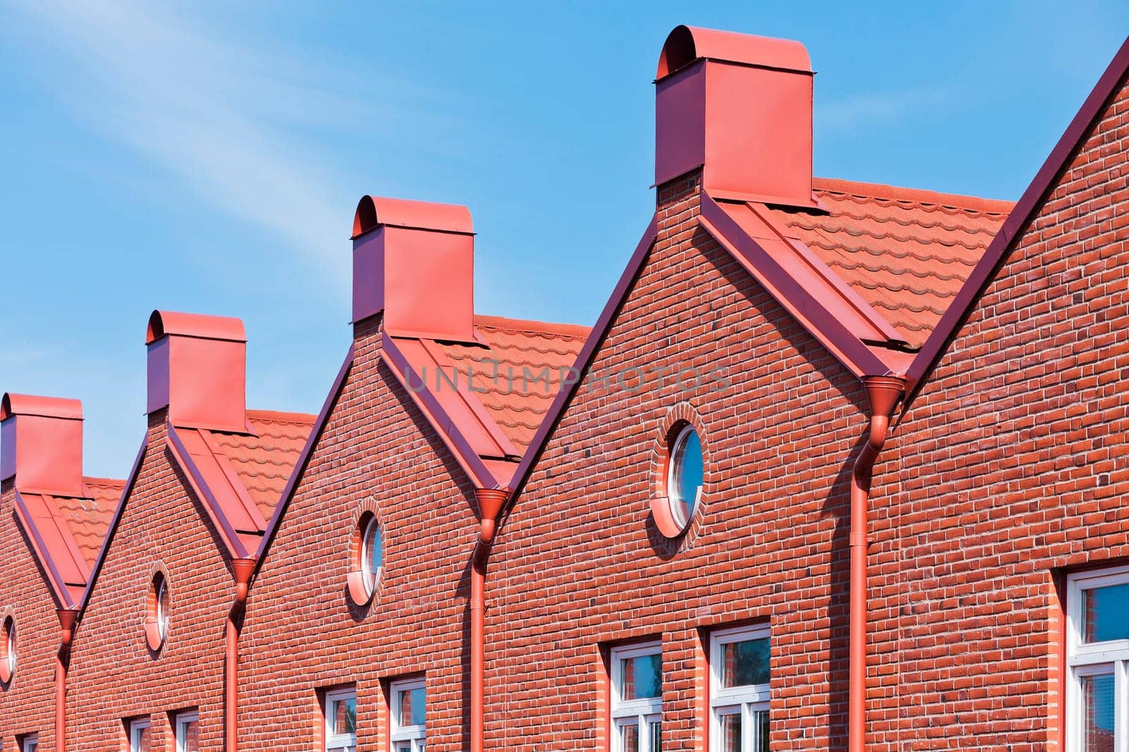 Brick Wall building towards blue sky