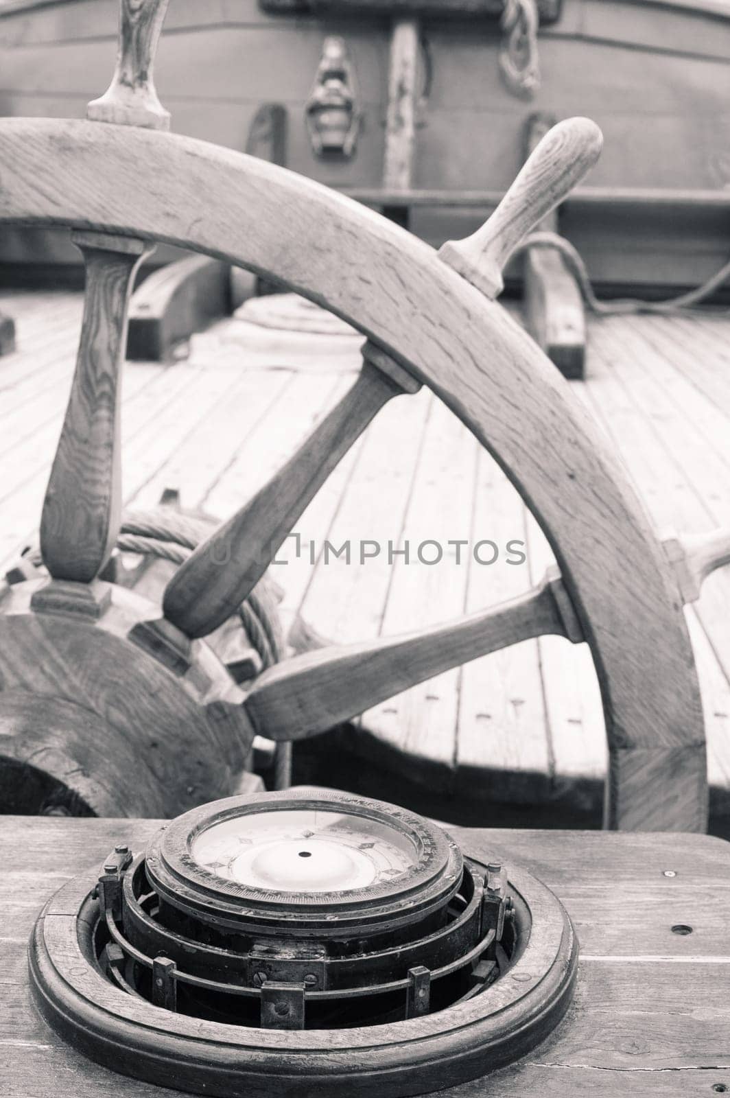 Steering wheel of an ancient sailing vessel
