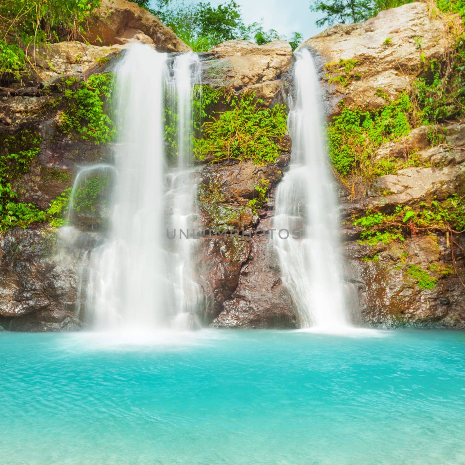 Beautiful waterfall in tropical rainforest