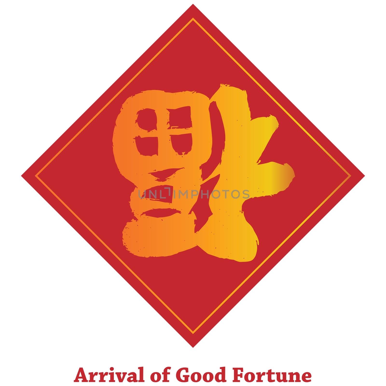 Upside Down Good Luck Chinese Word Symbolizing Arrival of Good Fortune Illustration