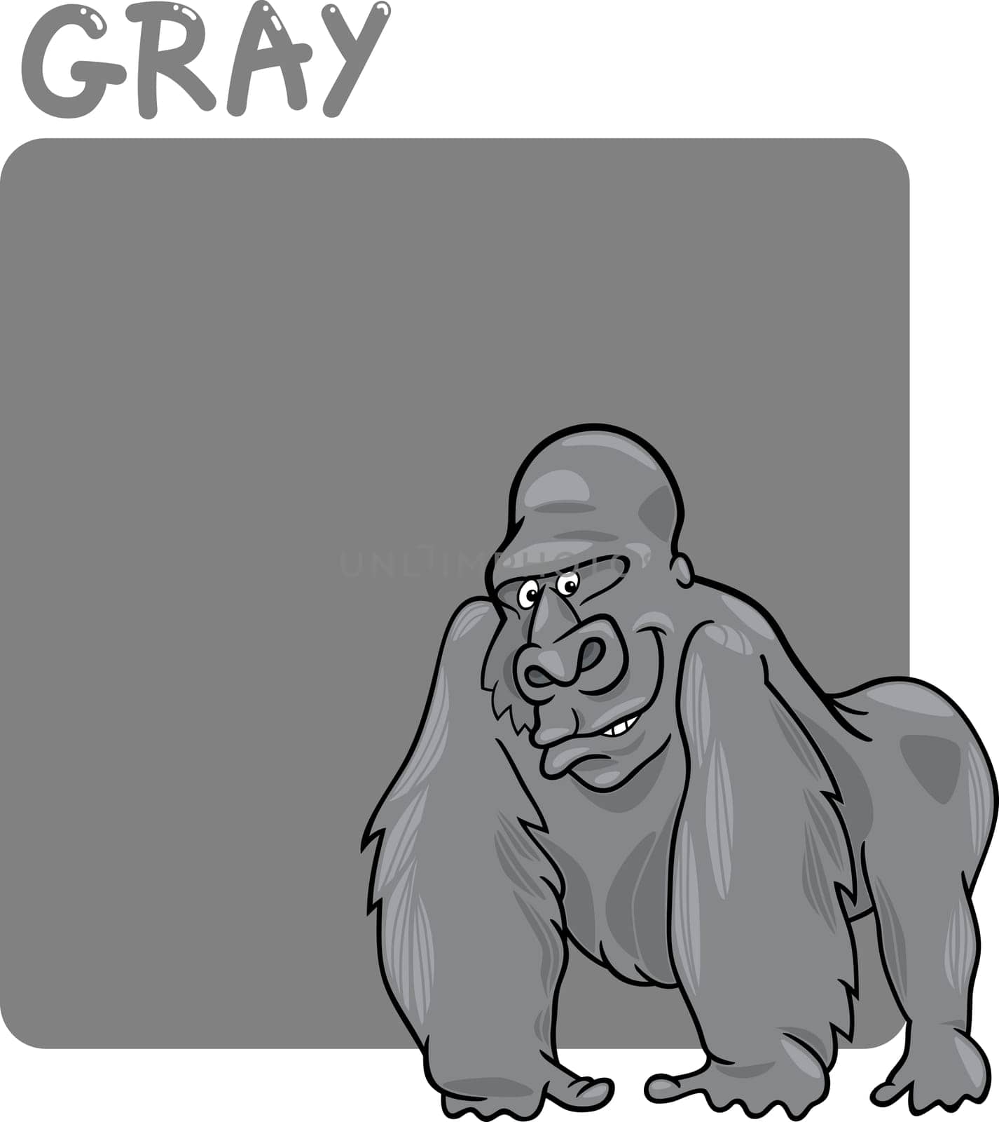 Cartoon Illustration of Color Gray and Gorilla