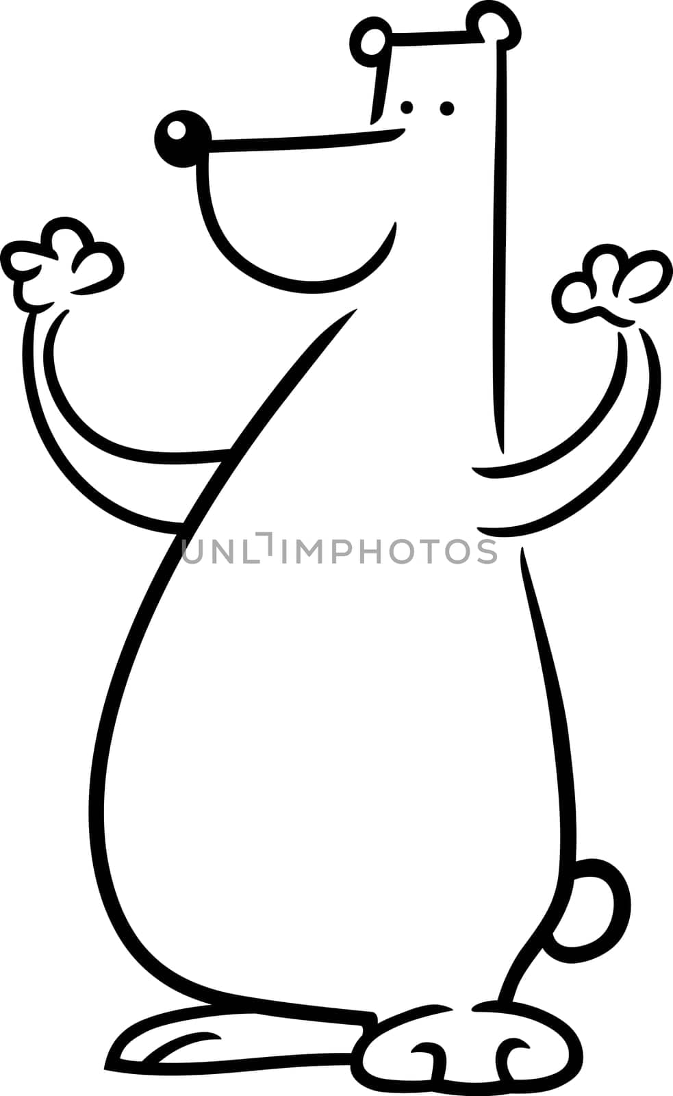 cartoon doodle illustration of cute bear for coloring book