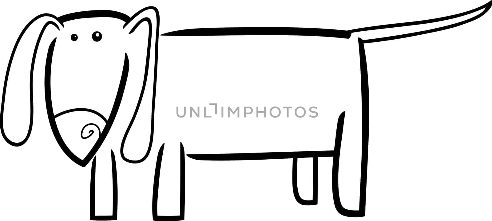 cartoon doodle illustration of dog or puppy for coloring book