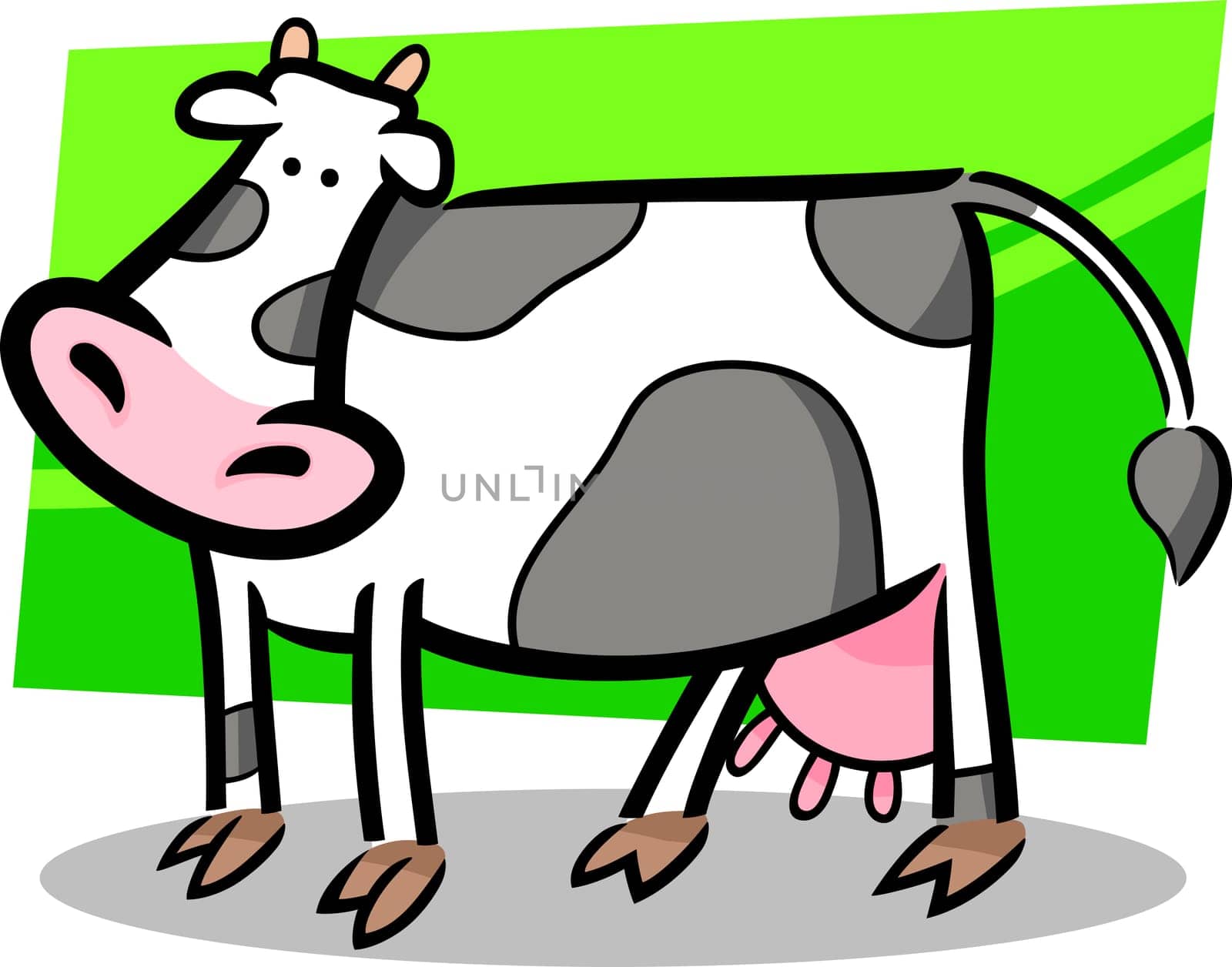 cartoon doodle illustration of cute farm cow