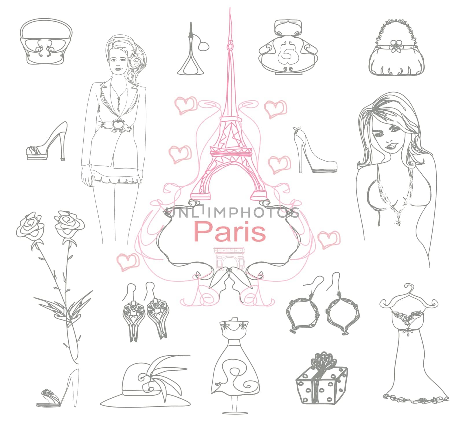 fashion Paris doodles  set