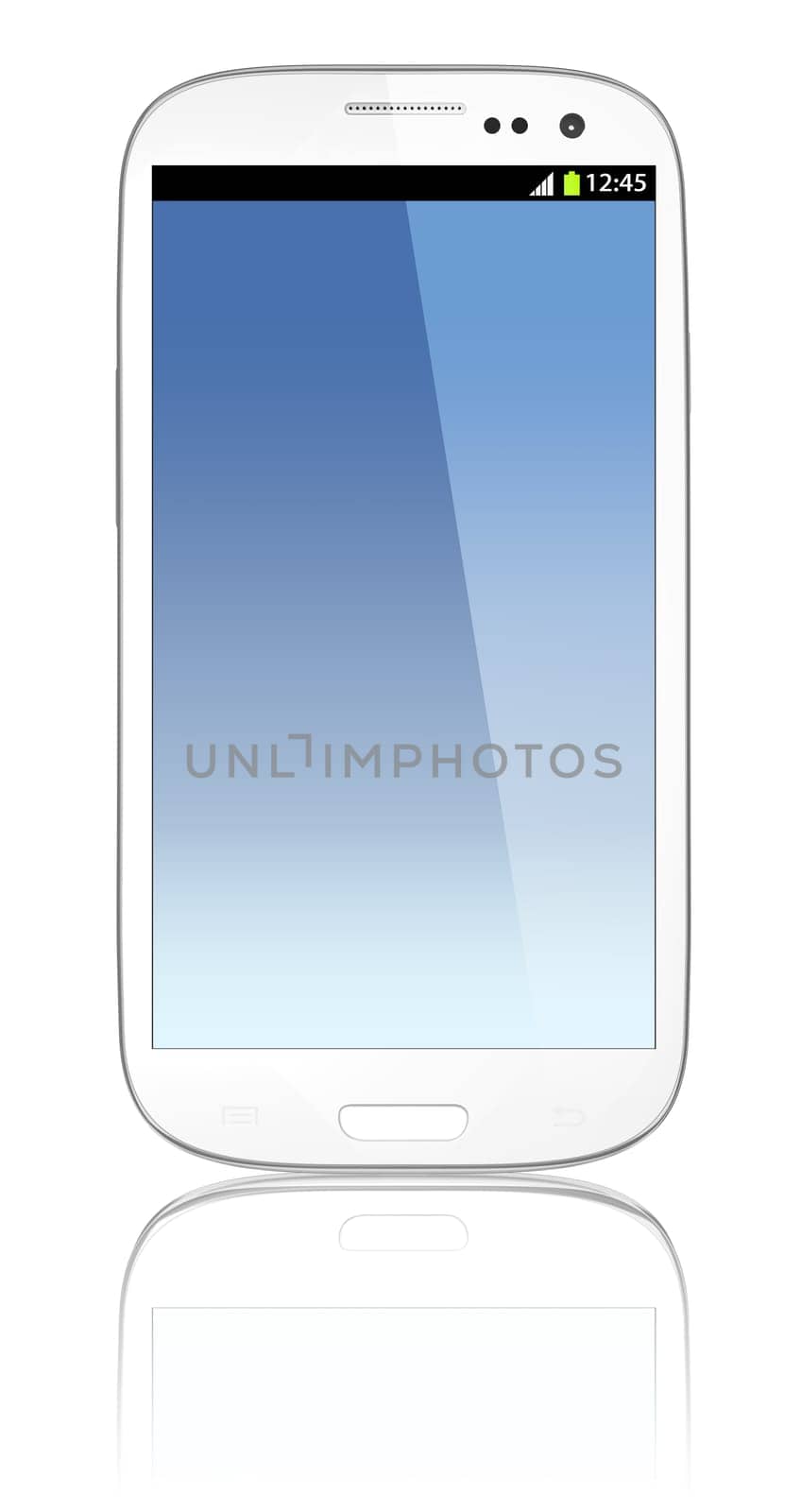 Blank screen mobile phone on white background
