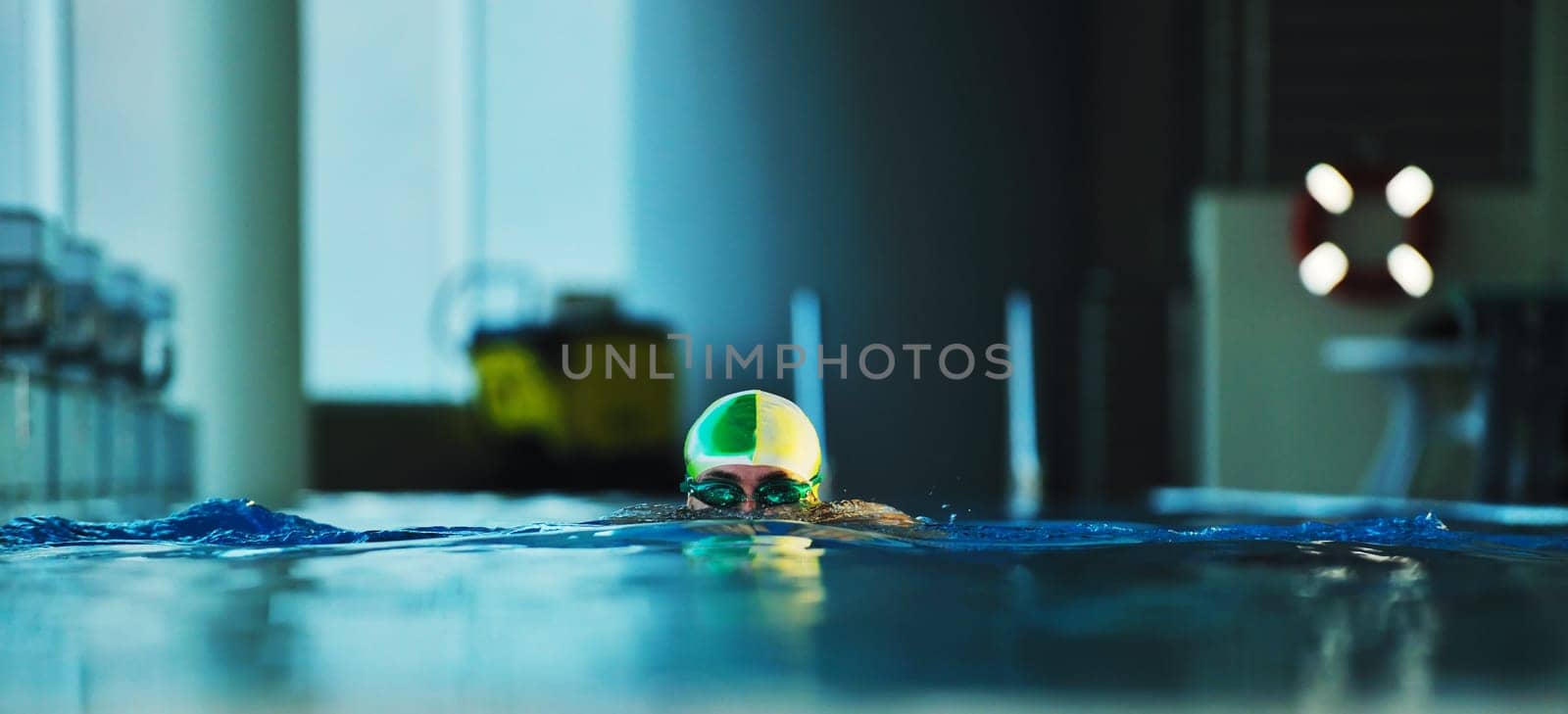 health and fitness lifestyle concept with young athlete swimmer recreating  on olimpic pool
