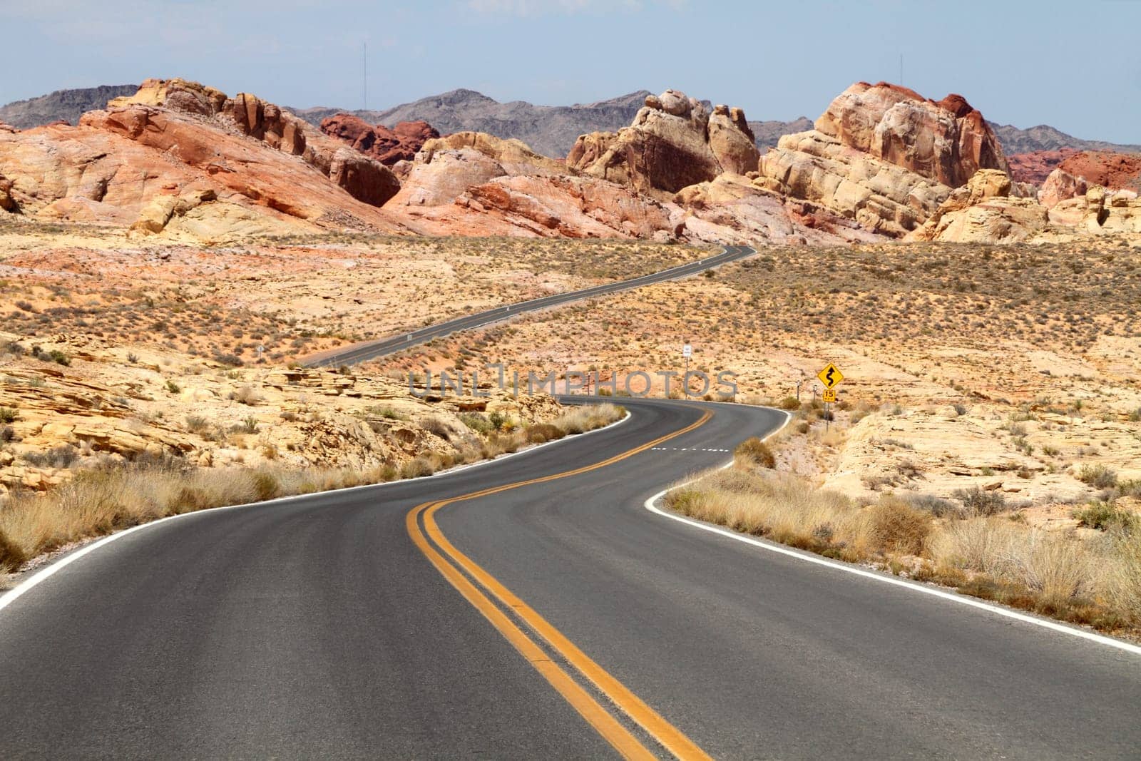 Road through Valley of Fire State Park, Nevada, USA