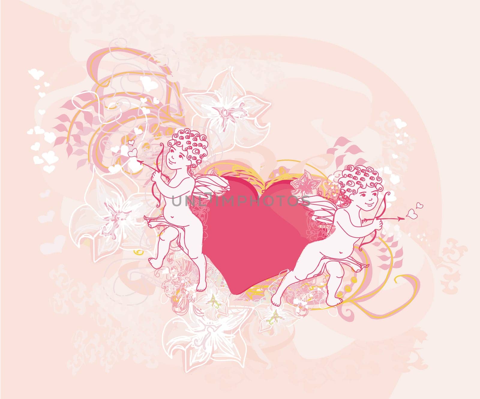 happy valentine's day card with cupid