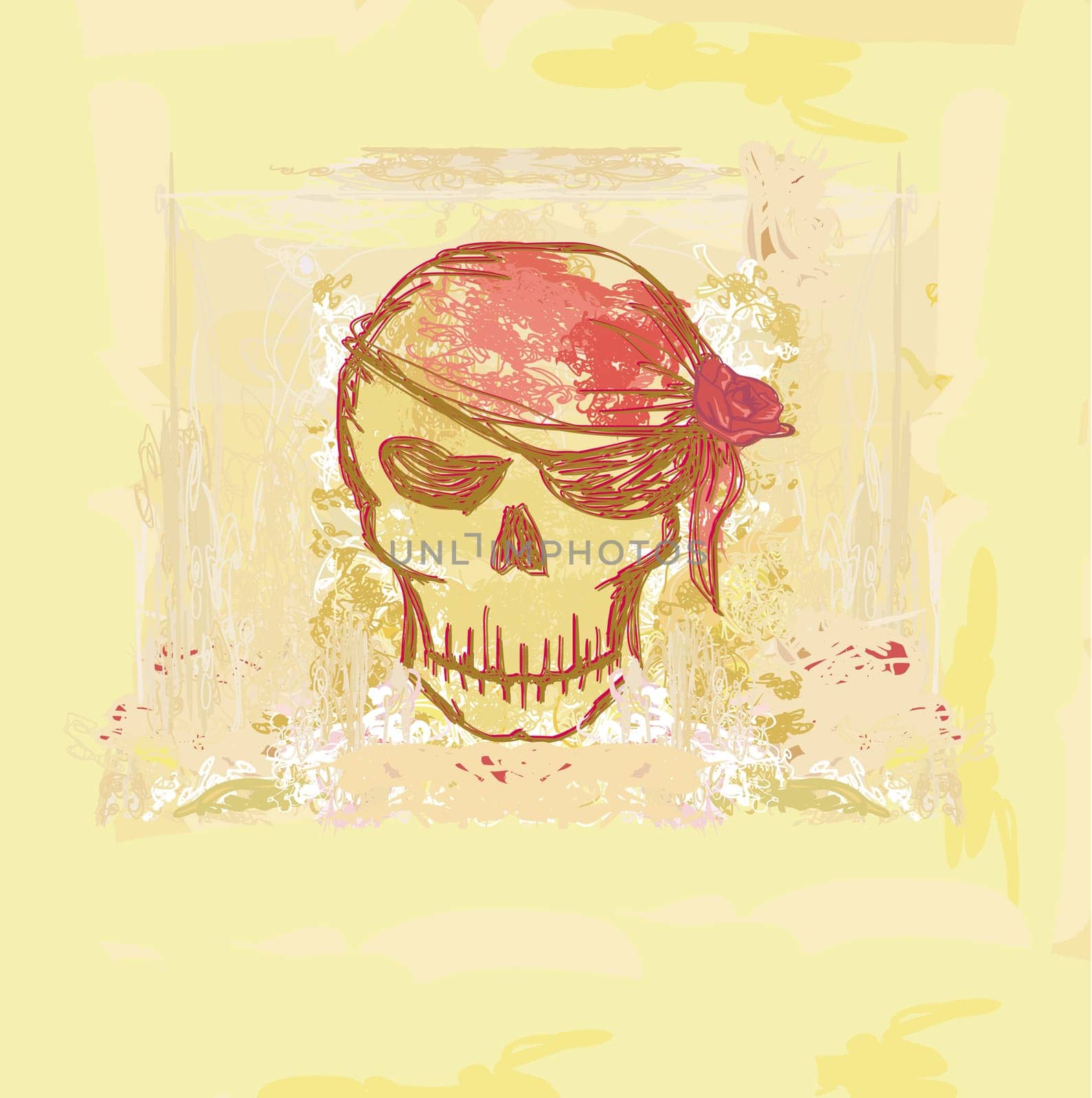 Skull Pirate - retro card