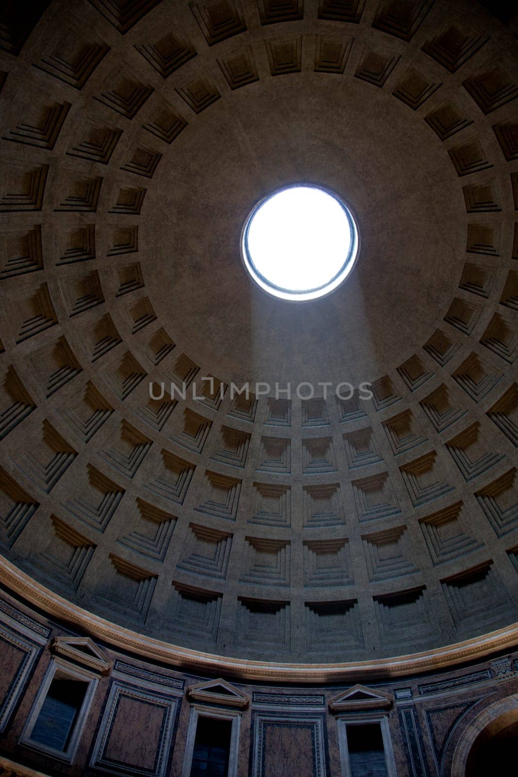 view of the magic interior of the Pantheon of Agripa in Rome