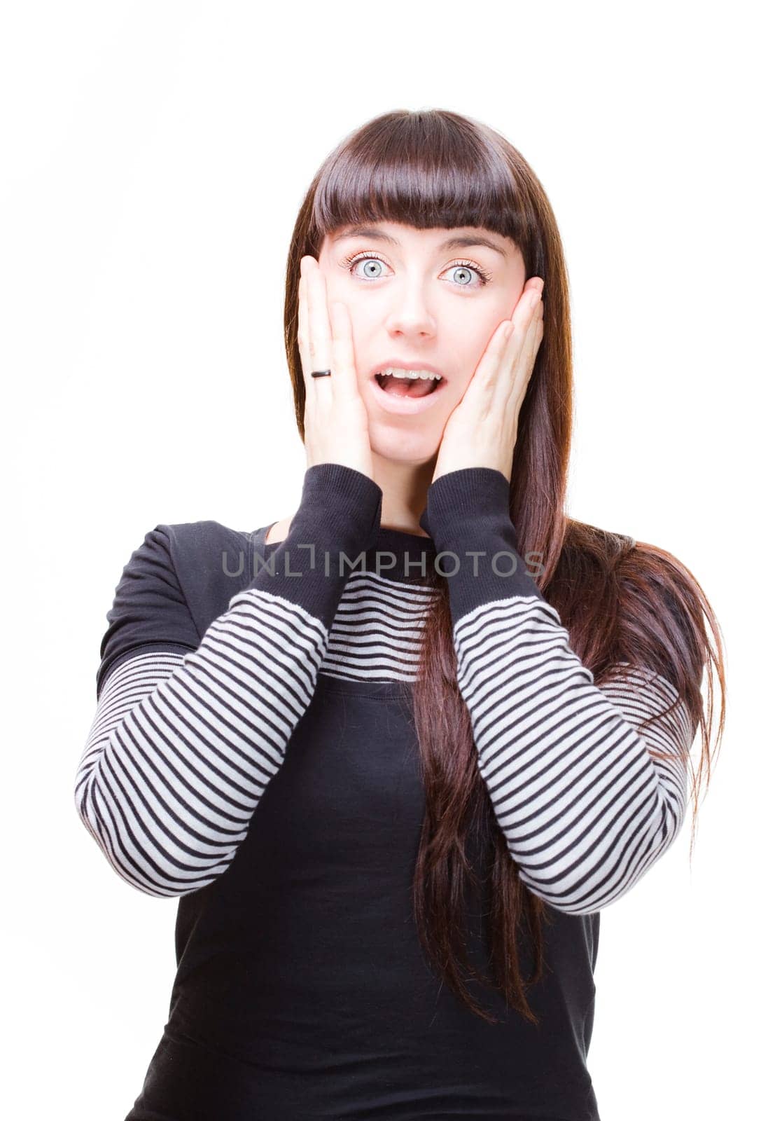 a beautiful young woman performing facial expression