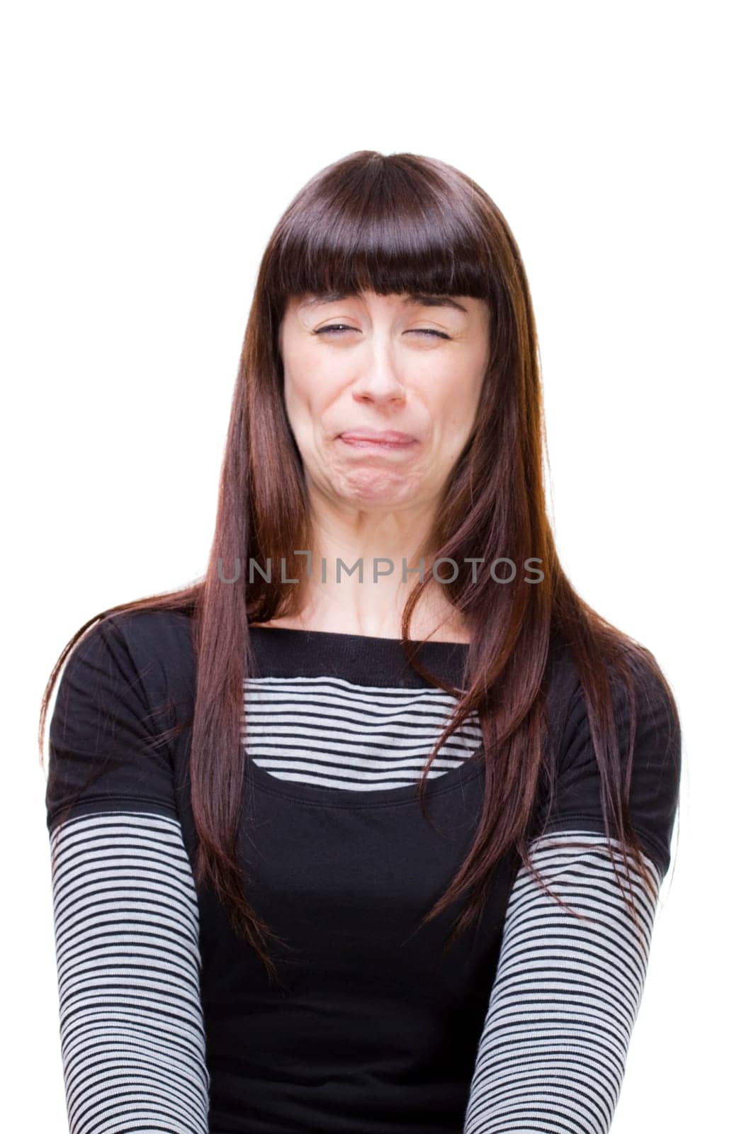 a beautiful young woman performing facial expression