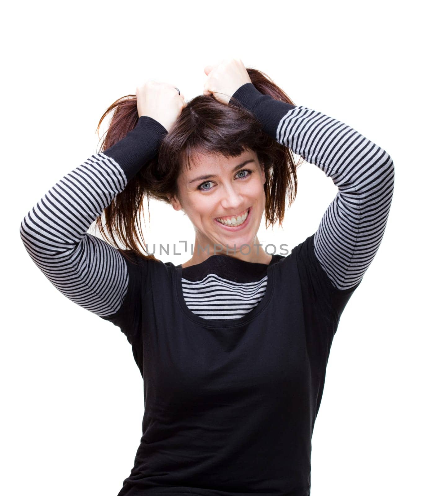a beautiful young woman performing facial expression
