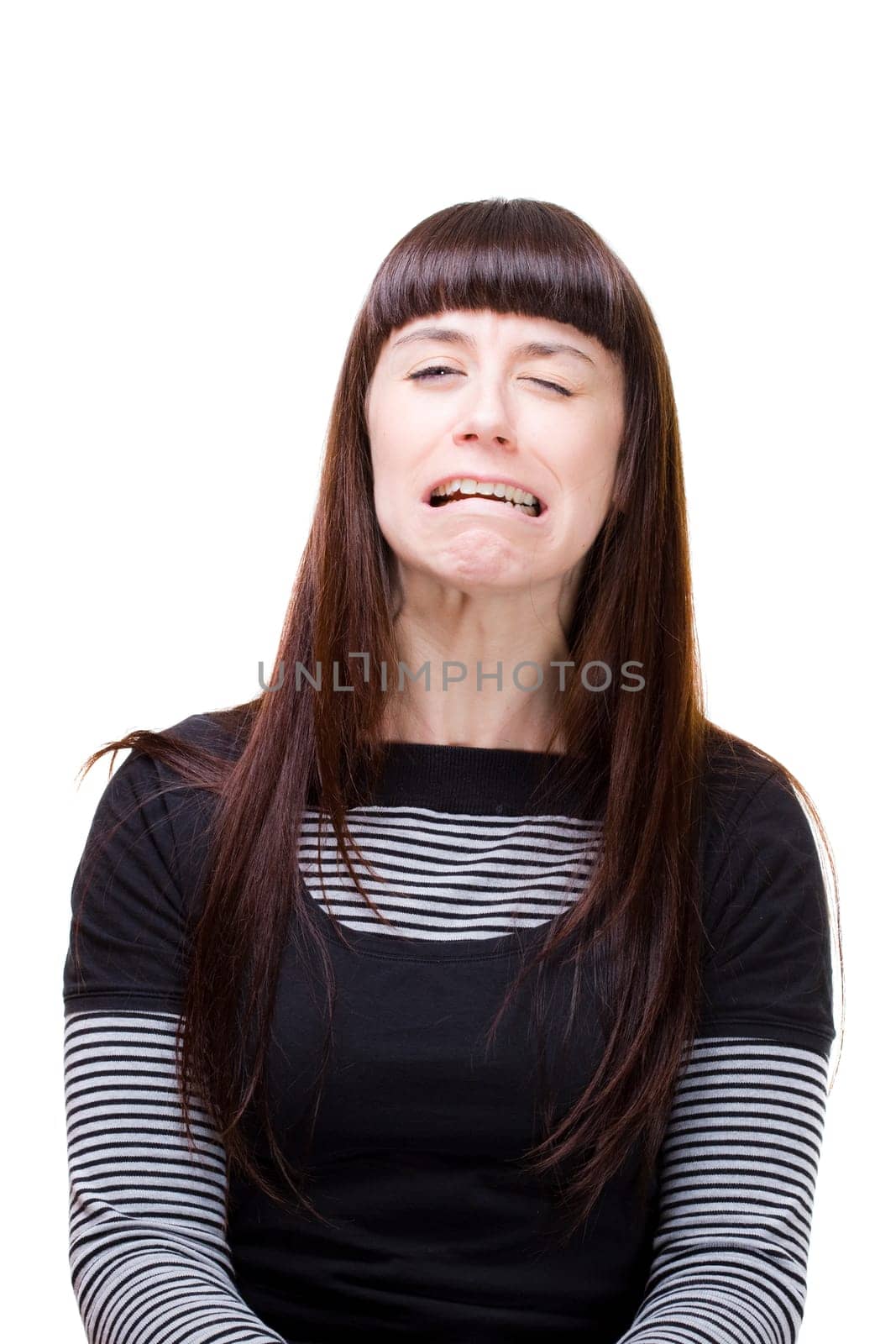 a beautiful young woman performing facial expression