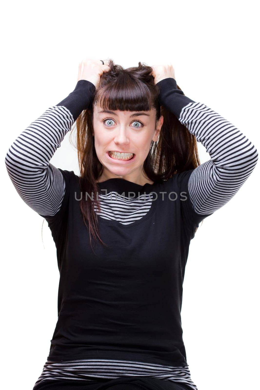 a beautiful young woman performing facial expression